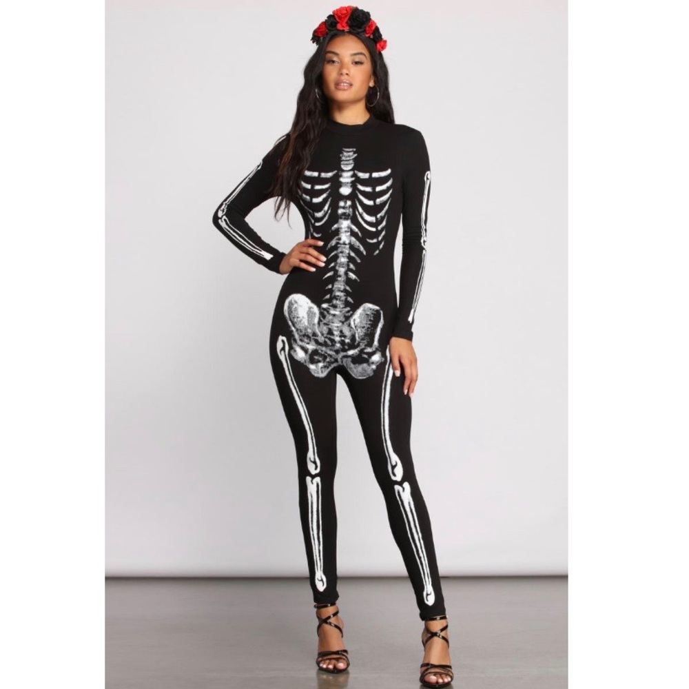 BAD TO THE BONE SKELTON KNIT CATSUIT